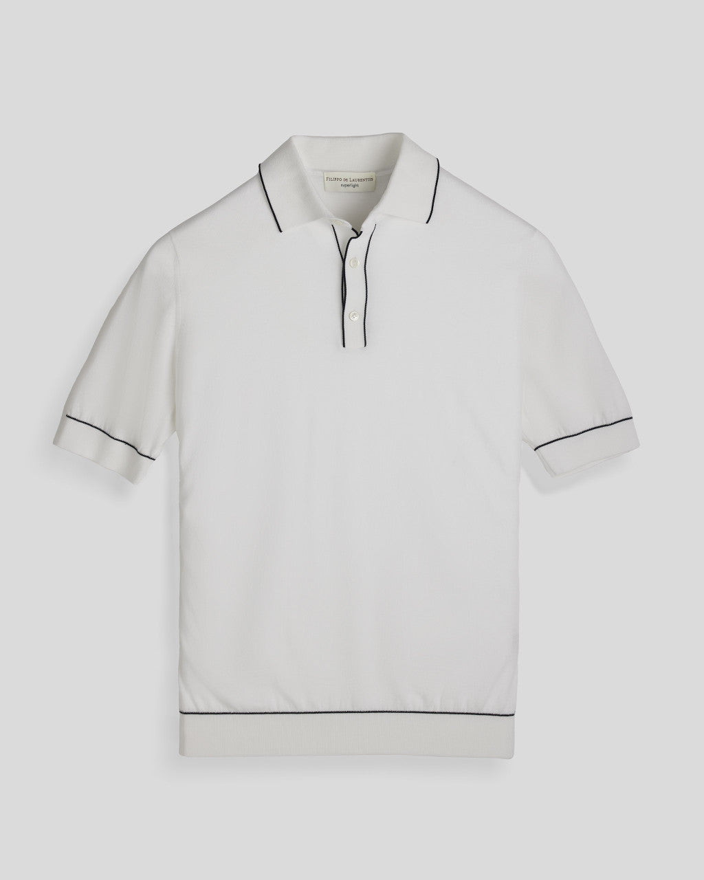 FILIPPO DE LAURENTIIS - White Knitted Polo Shirt With Trim In Superlight Cotton