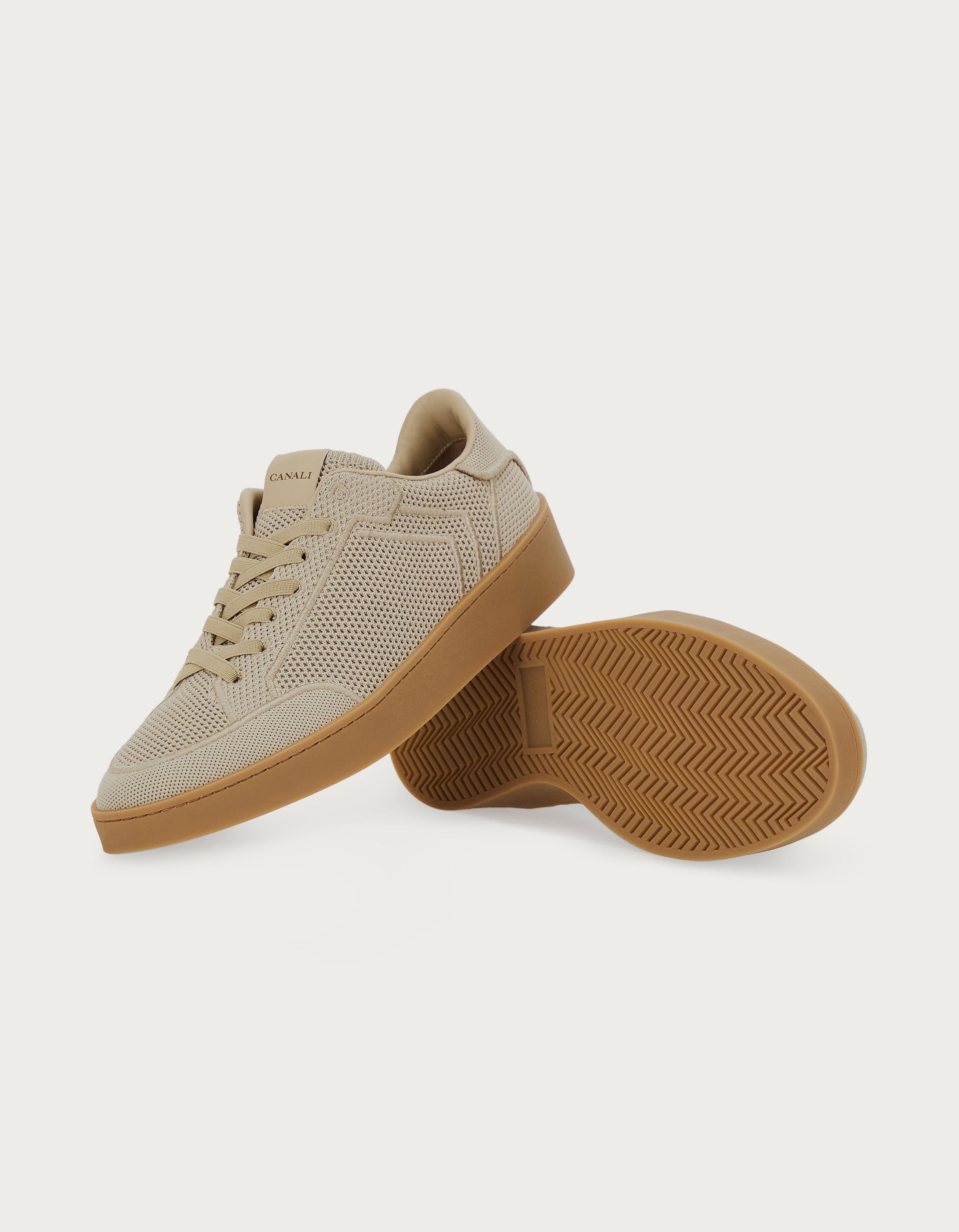 CANALI - Nuvola Trainers In Sand Knit With Embroidered Details 491215-RE01109-710