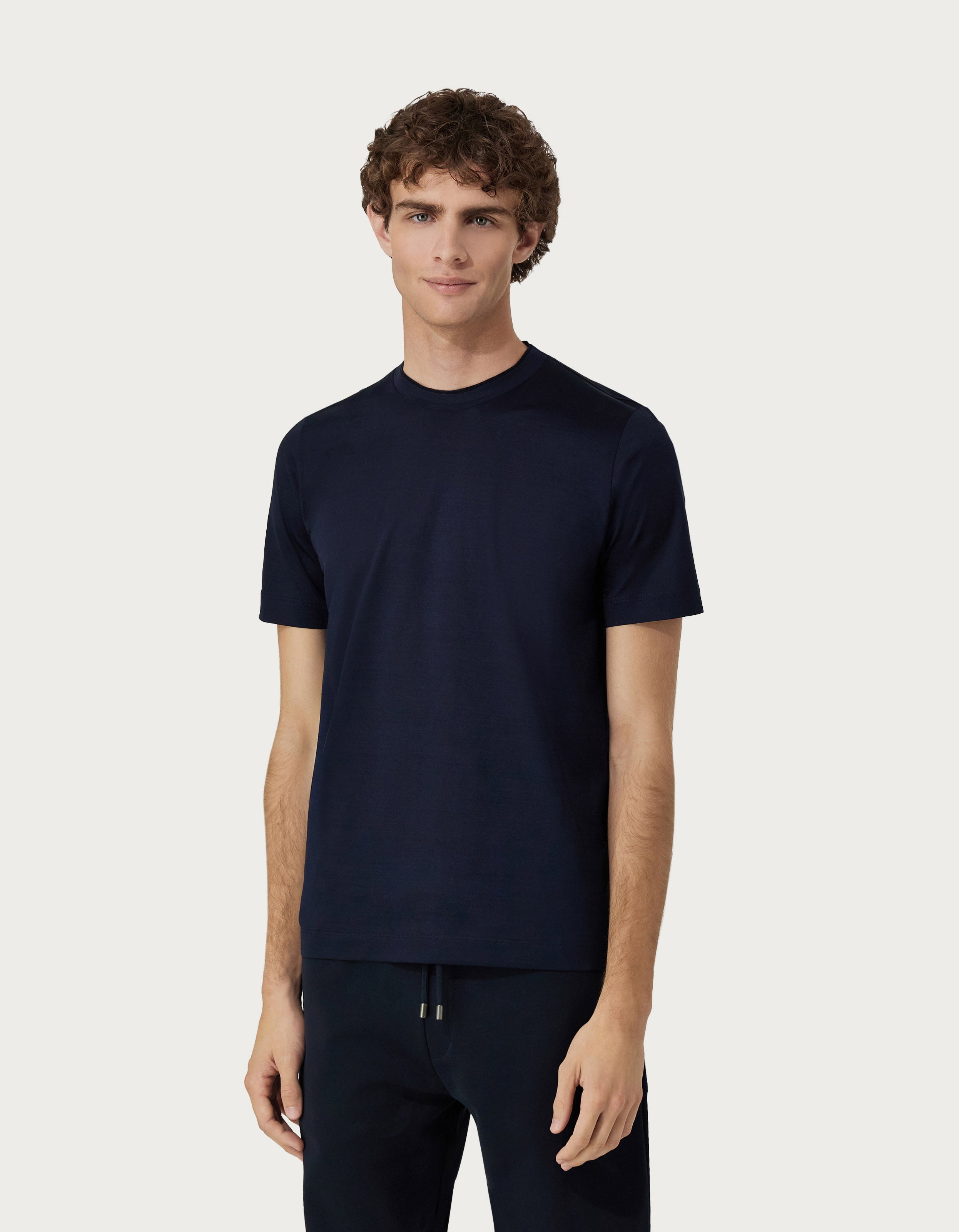 CANALI - Dark Navy Filo Di Scorzia Cotton T-Shirt T0356-MJ00002-300