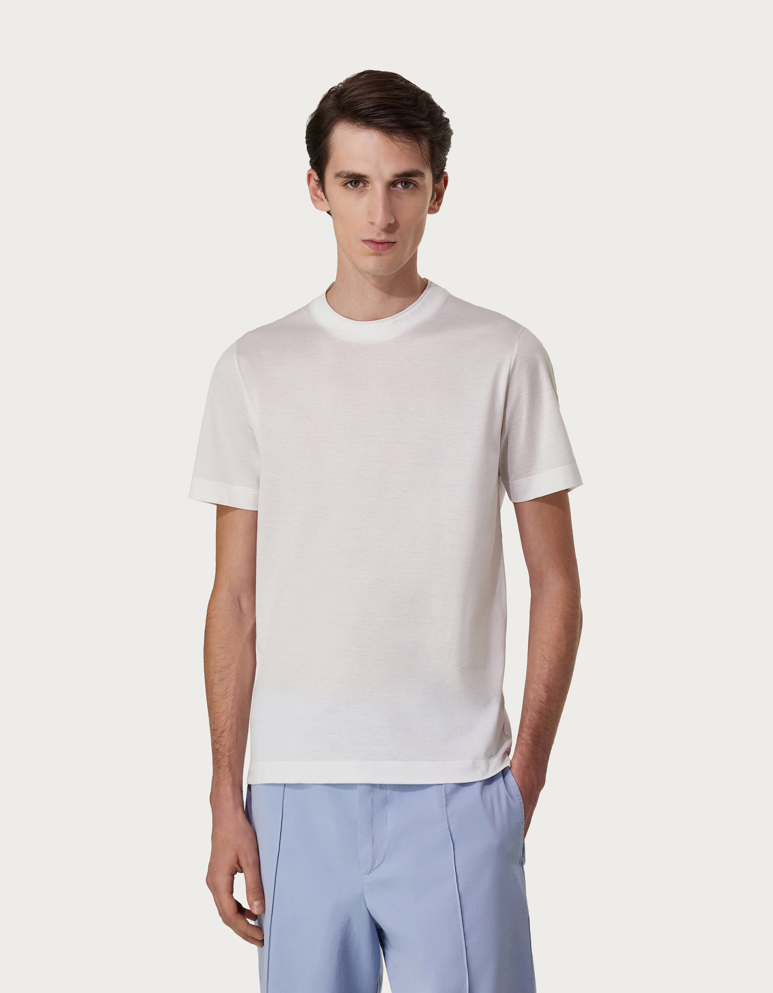 CANALI - White Filo Di Scorzia Cotton T-Shirt T0356-MJ00002-001