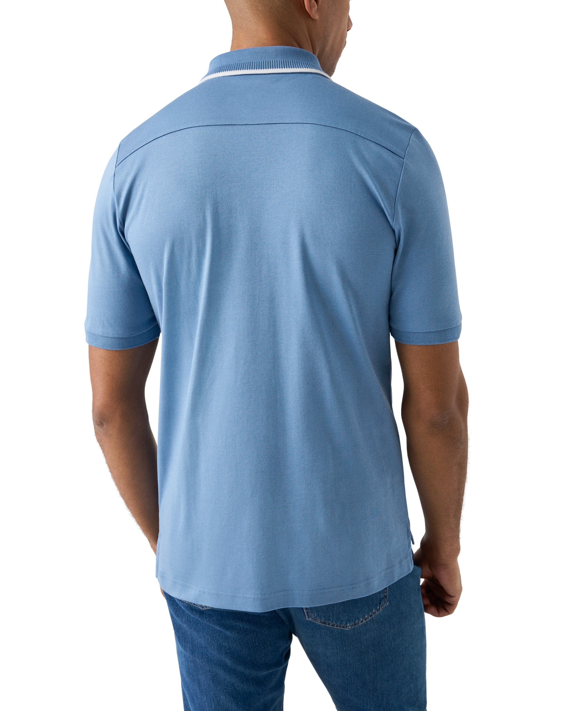 ETON - Cotton Interlock Polo Shirt in Light Blue 10001293422