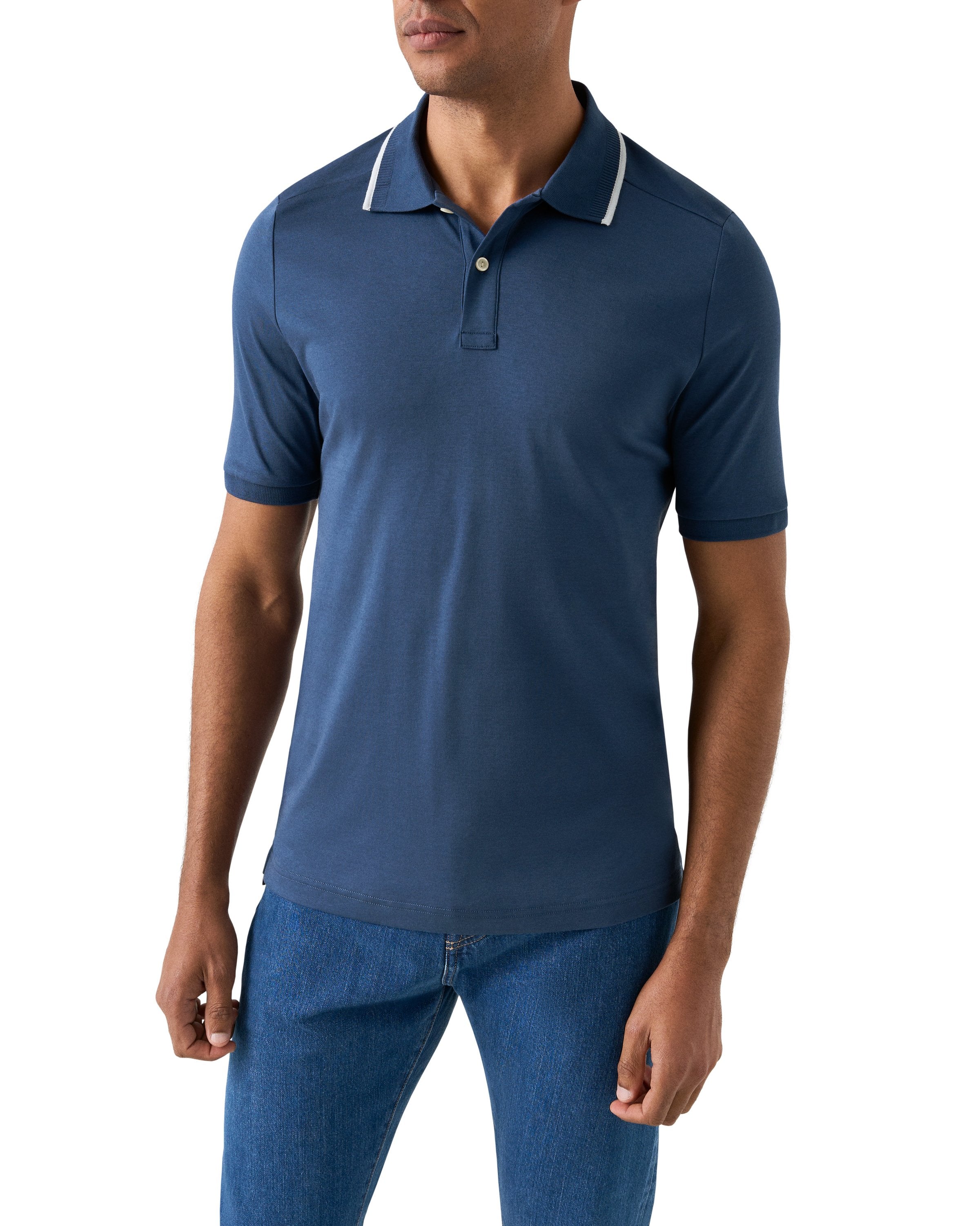 ETON - Cotton Interlock Polo Shirt in Dark Blue 10001293426