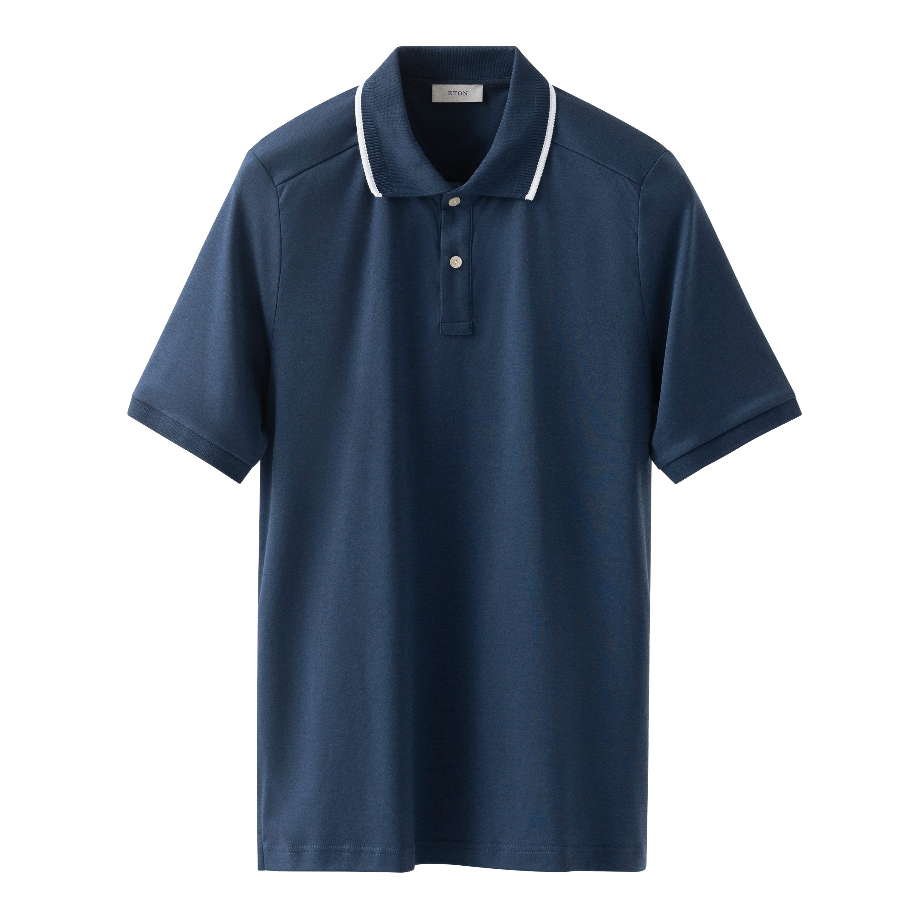 ETON - Cotton Interlock Polo Shirt in Dark Blue 10001293426